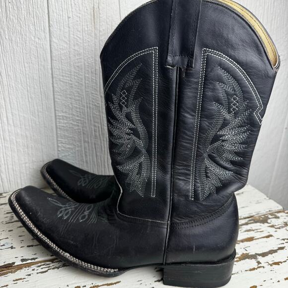 Dos Amigos Western Wear Black Pointed Toe Men's Boots Size 9 Mexico Leather - Picture 6 of 11